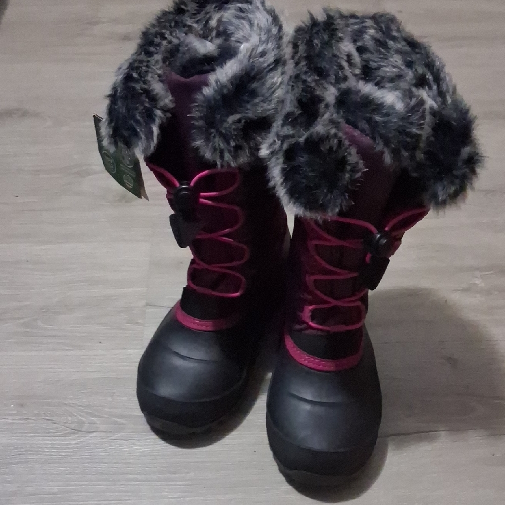 Kamik Black and Pink Kids Snow Boots